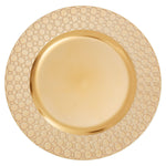Set of Four 33cm Dia Gold Charger Plates with Octagon Pattern Rim - Bargainia.com - 5063227017300