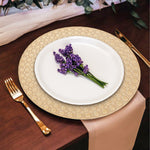 Set of Four 33cm Dia Gold Charger Plates with Octagon Pattern Rim - Bargainia.com - 5063227017300