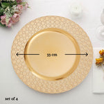 Set of Four 33cm Dia Gold Charger Plates with Octagon Pattern Rim - Bargainia.com - 5063227017300