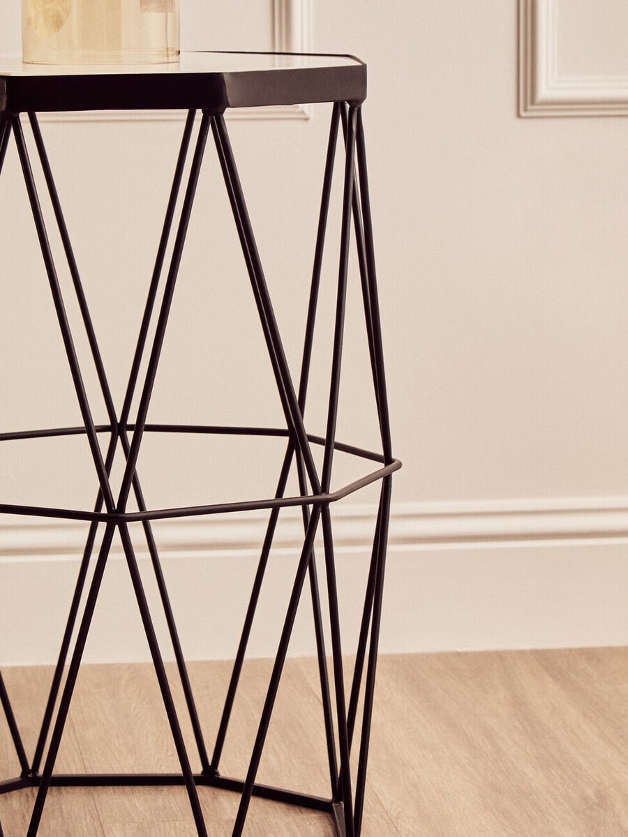 Shalimar Octagonal Black Finish Side Table - Bargainia.com - 5018705469164