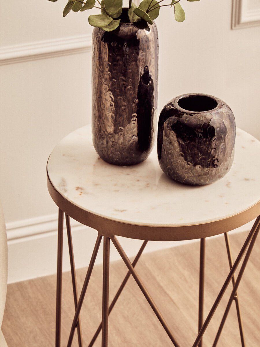 Shalimar Round Marble Top Side Table - Bargainia.com - 5018705394961