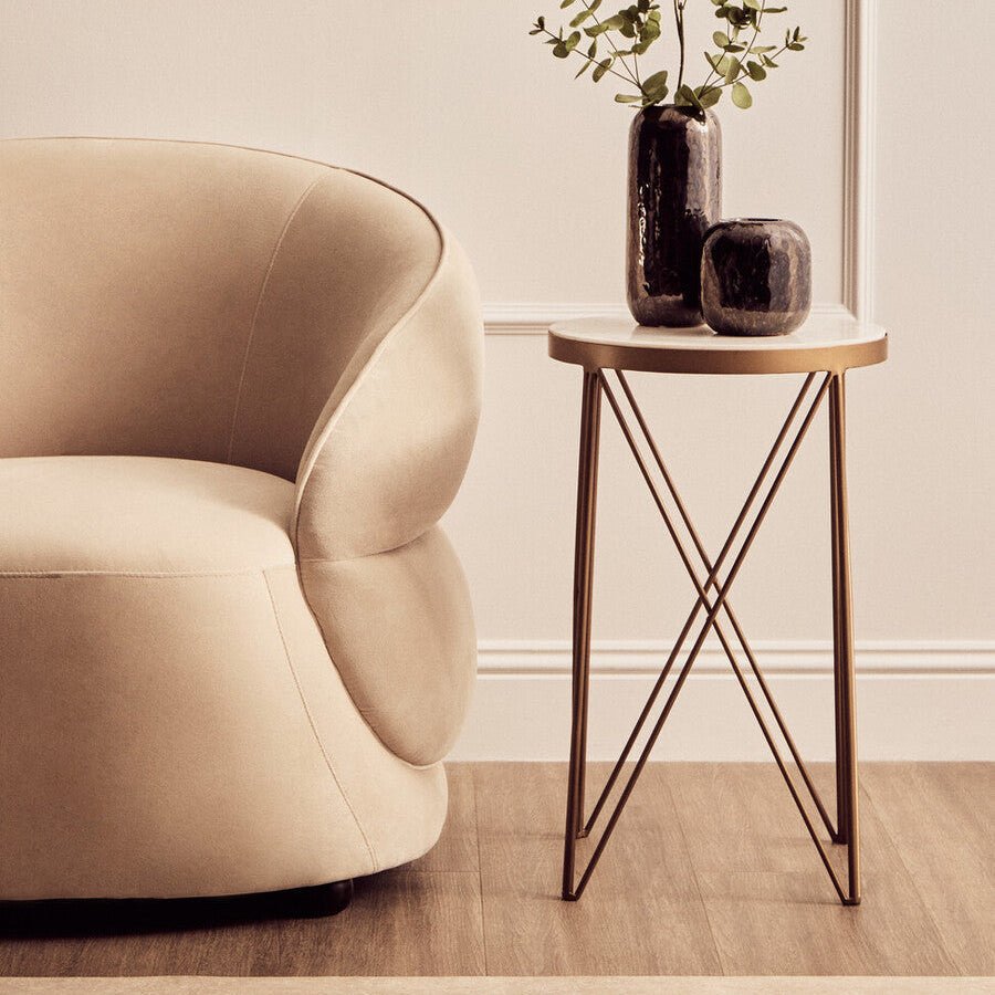 Shalimar Round Marble Top Side Table - Bargainia.com - 5018705394961