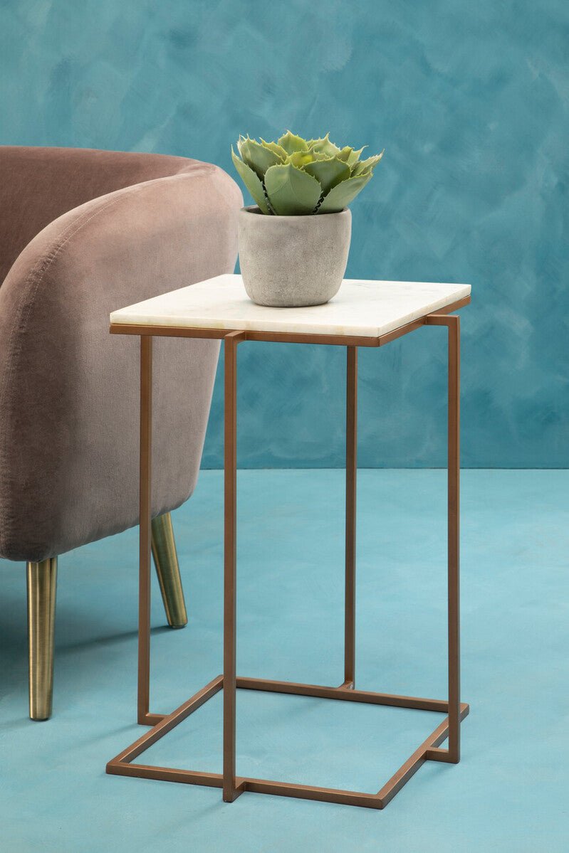 Shalimar Side Table With Gold Finish Legs - Bargainia.com - 5018705394954