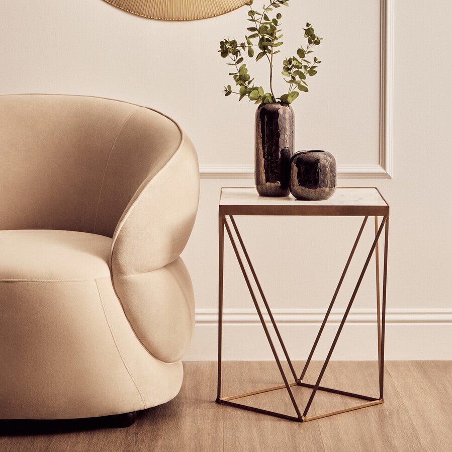 Shalimar Square Marble Top Side Table - Bargainia.com - 5018705394978