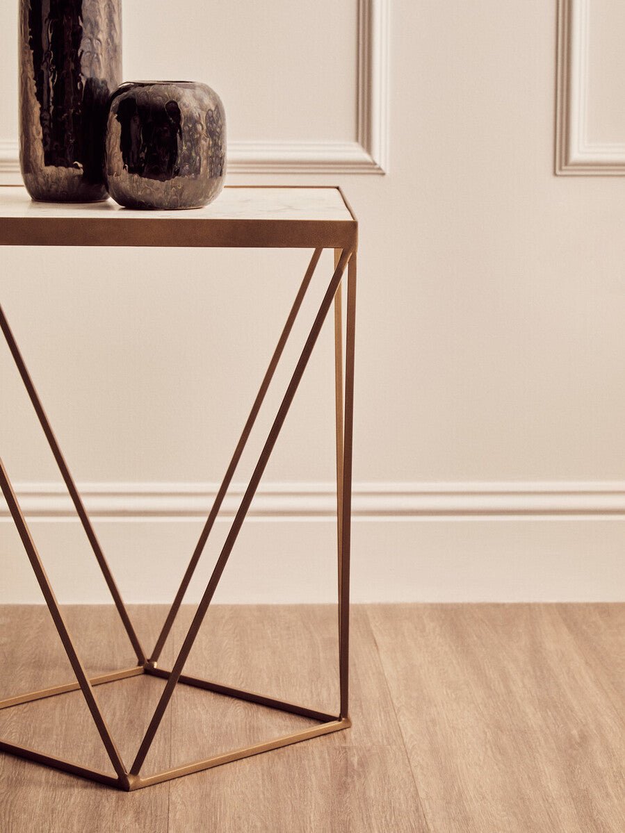 Shalimar Square Marble Top Side Table - Bargainia.com - 5018705394978