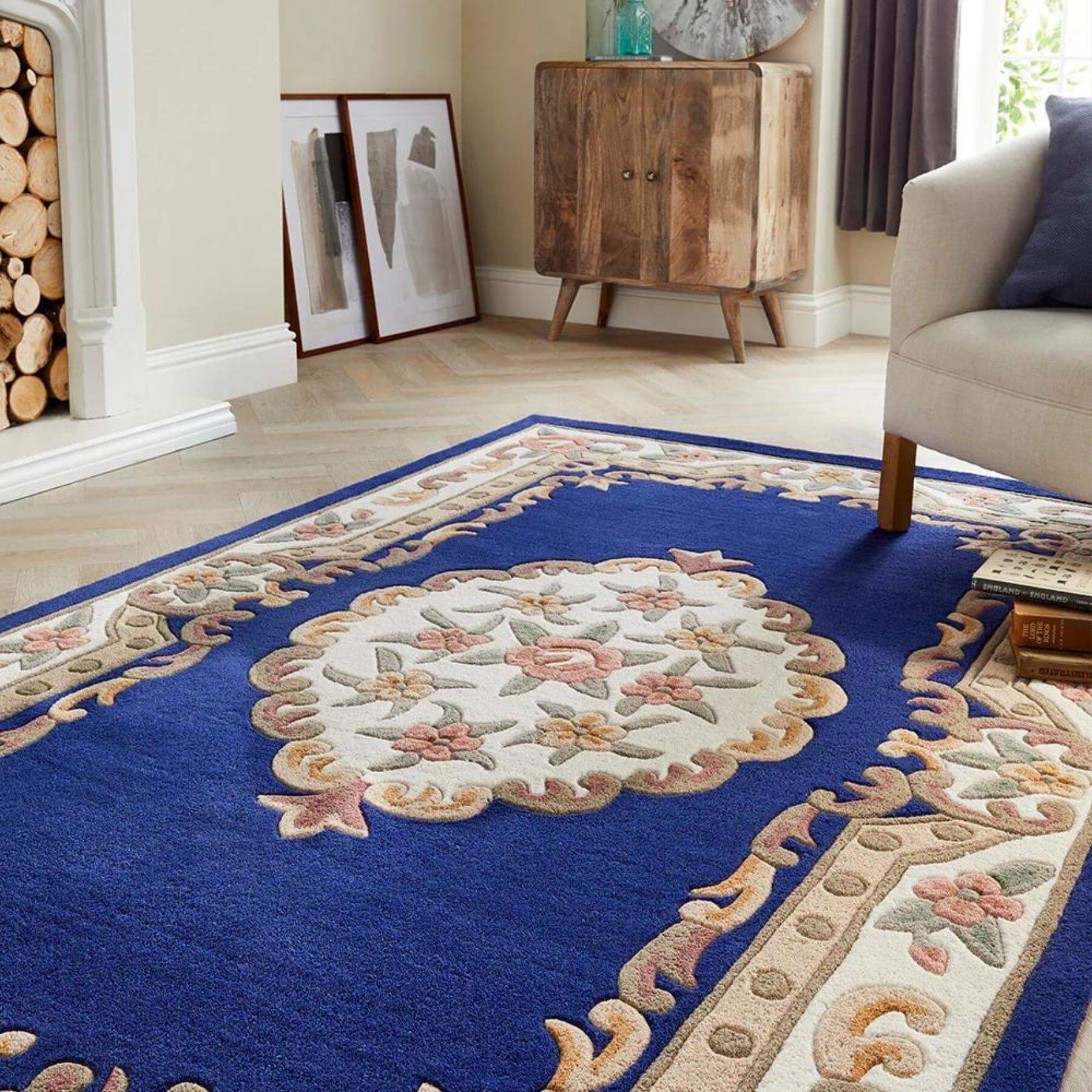 Shensi Navy Blue Medallion Rug - Bargainia.com - 