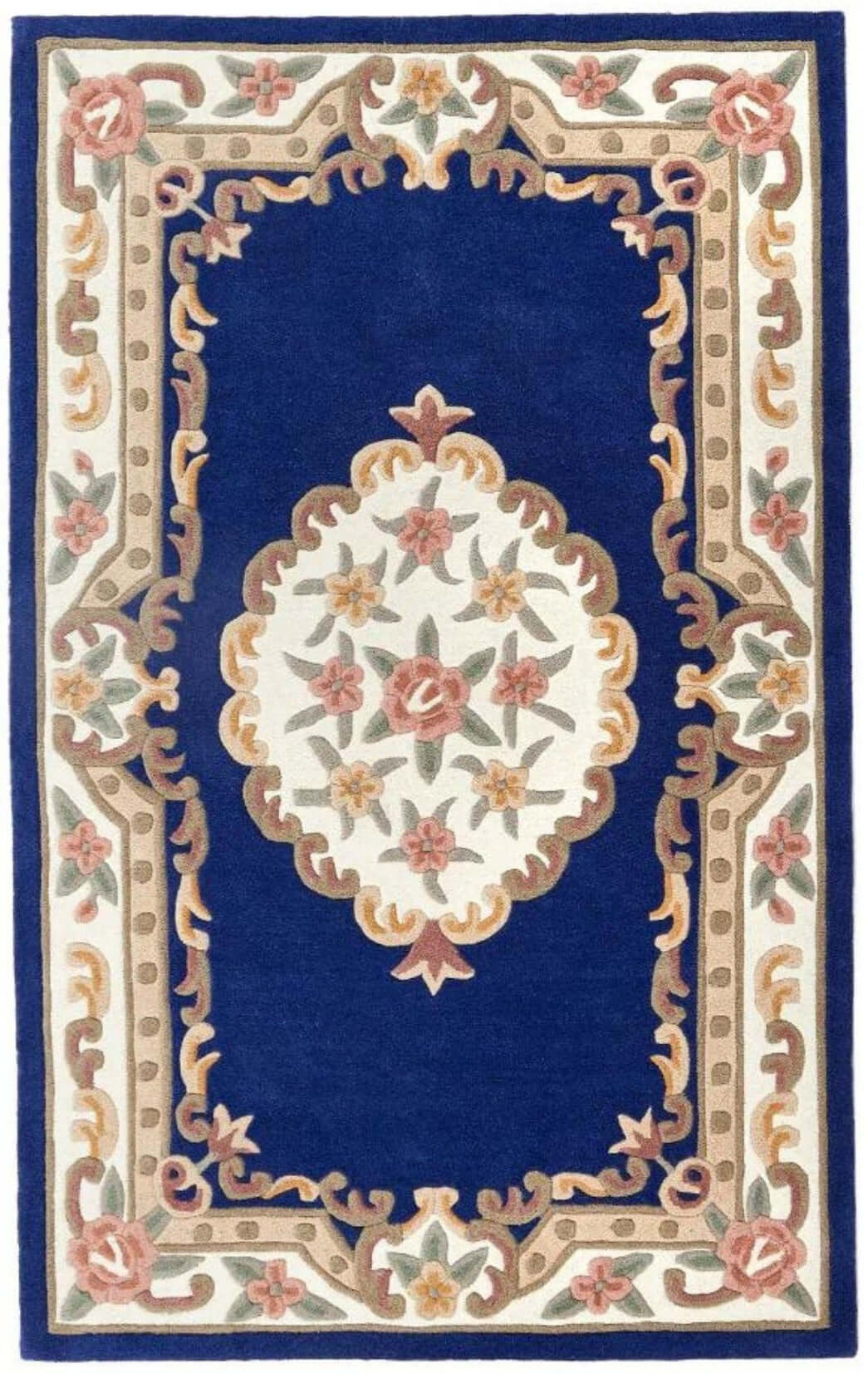 Shensi Navy Blue Medallion Rug - Bargainia.com - 5026134595361 - SHENSI_NAVYXX_060X120