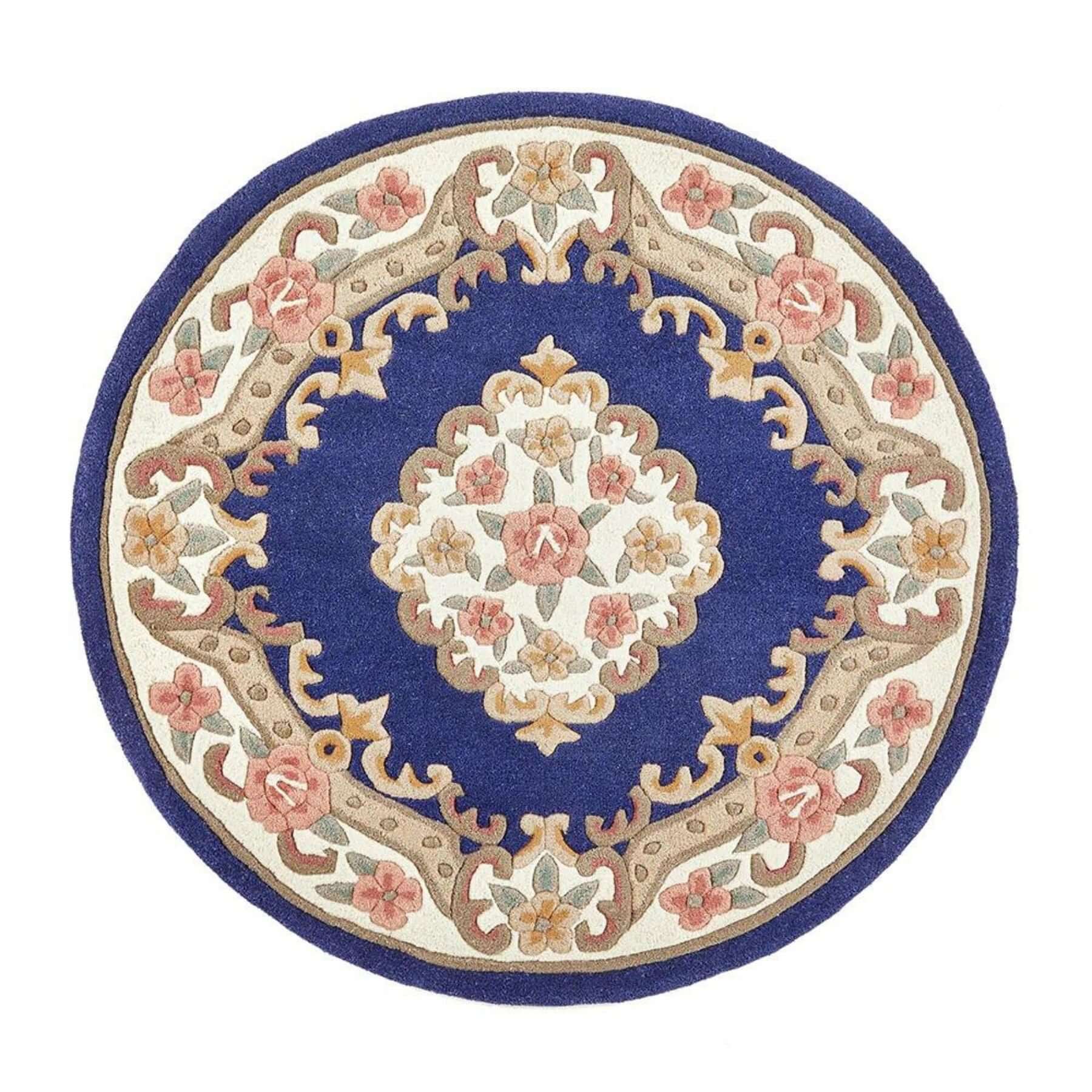 Shensi Navy Blue Medallion Rug - Bargainia.com - 5026134595408 - SHENSI_NAVYXX_120X120