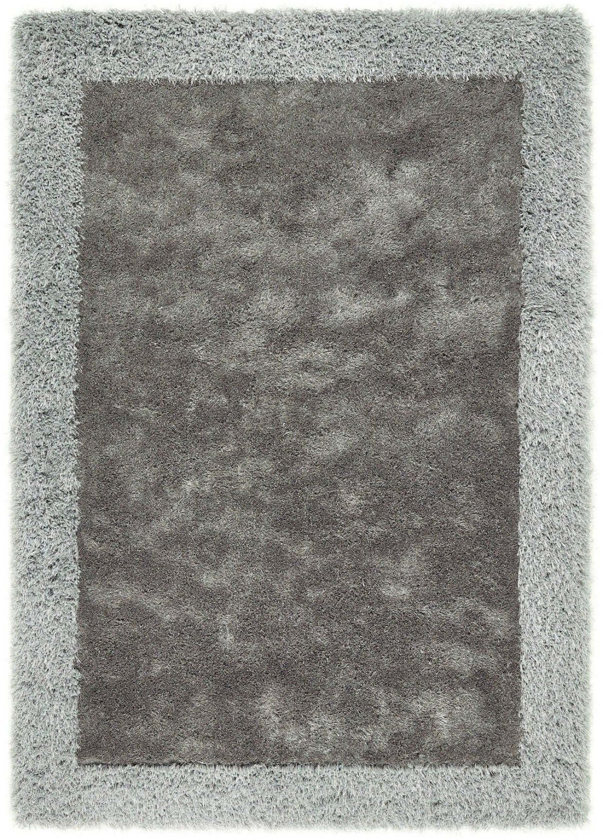 Shimmer Silver Grey Bordered Shaggy Rug - Bargainia.com - 5026134548305 - SHIMBR_SILVER_080X150