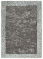 Shimmer Silver Grey Bordered Shaggy Rug - Bargainia.com - 