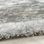 Shimmer Silver Grey Bordered Shaggy Rug - Bargainia.com - 