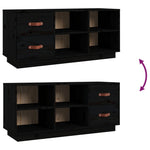 Shoe Bench Black 100x34x45 cm Solid Wood Pine - Bargainia.com - 