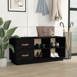Shoe Bench Black 100x34x45 cm Solid Wood Pine - Bargainia.com - 