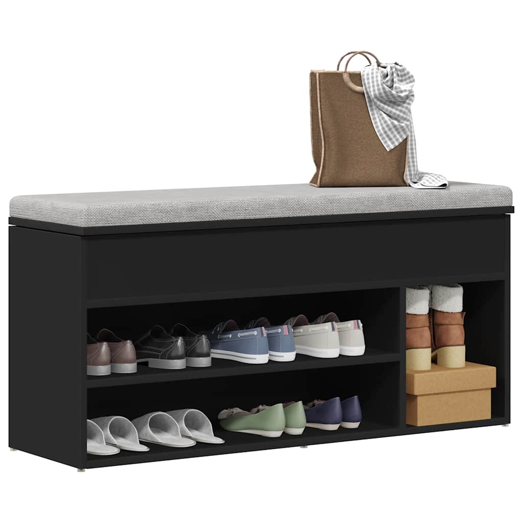 Shoe Bench Black 102x30.5x45 cm Engineered Wood - Bargainia.com - 