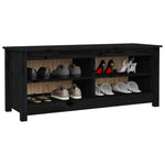 Shoe Bench Black 110x38x45.5 cm Solid Wood Pine - Bargainia.com - 