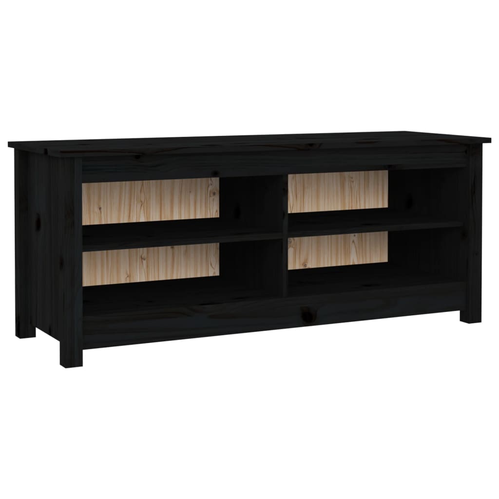 Shoe Bench Black 110x38x45.5 cm Solid Wood Pine - Bargainia.com - 