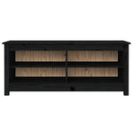 Shoe Bench Black 110x38x45.5 cm Solid Wood Pine - Bargainia.com - 