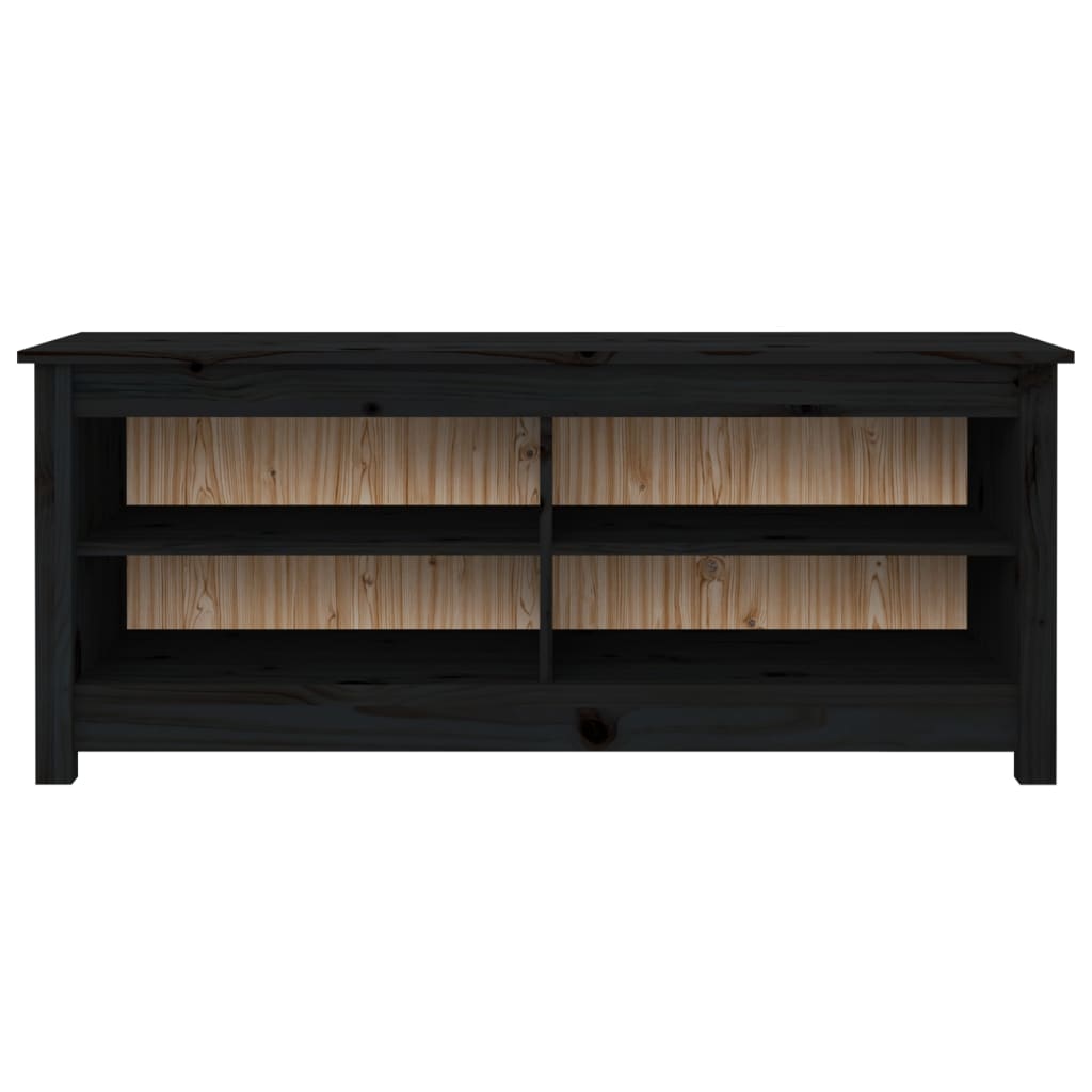 Shoe Bench Black 110x38x45.5 cm Solid Wood Pine - Bargainia.com - 