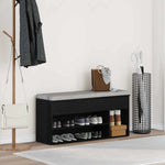 Shoe Bench Black Oak 102x30.5x45 cm Engineered Wood - Bargainia.com - 