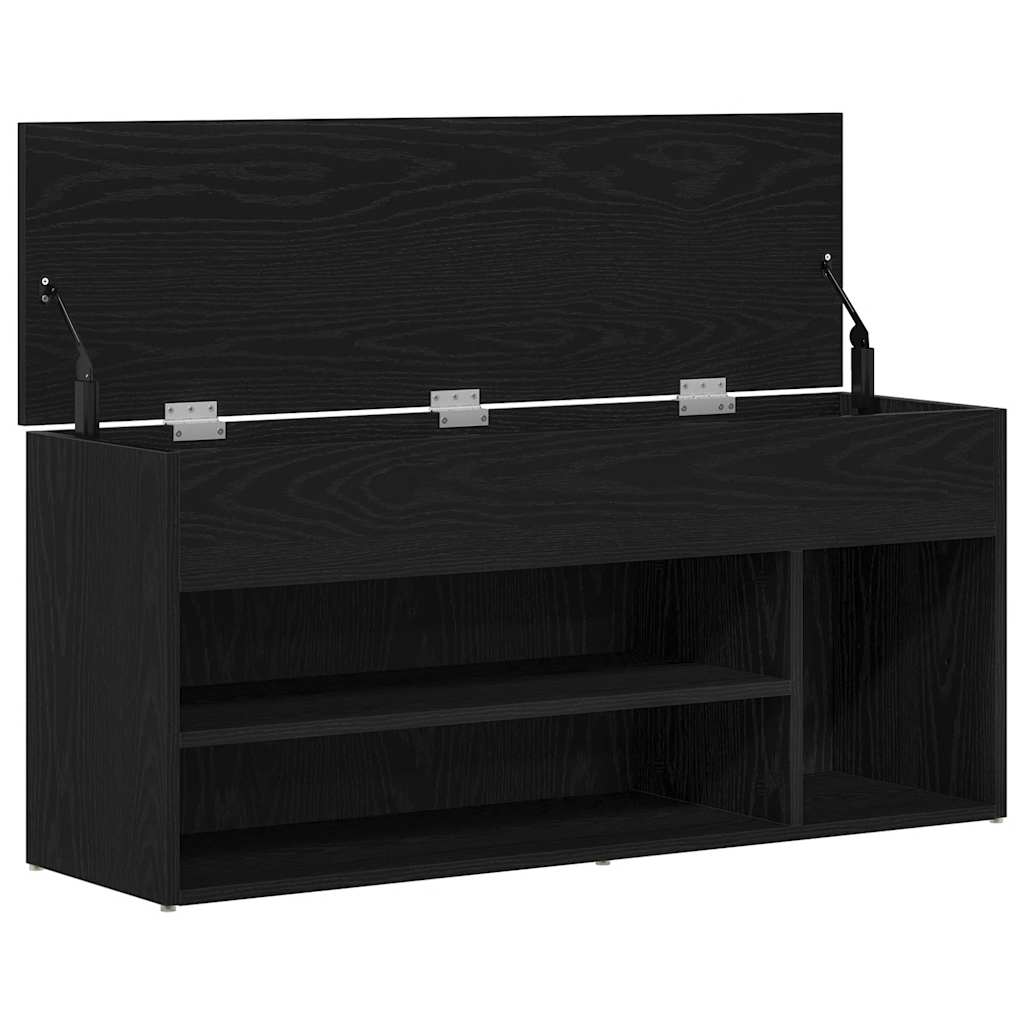 Shoe Bench Black Oak 102x30.5x45 cm Engineered Wood - Bargainia.com - 