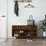 Shoe Bench Brown Oak 102x35x55 cm Engineered Wood - Bargainia.com - 
