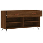 Shoe Bench Brown Oak 102x35x55 cm Engineered Wood - Bargainia.com - 