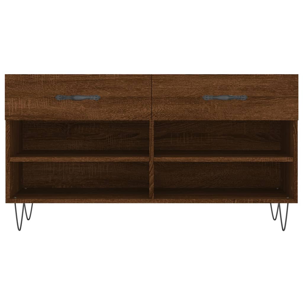 Shoe Bench Brown Oak 102x35x55 cm Engineered Wood - Bargainia.com - 