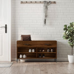 Shoe Bench Brown Oak 102x35x55 cm Engineered Wood - Bargainia.com - 