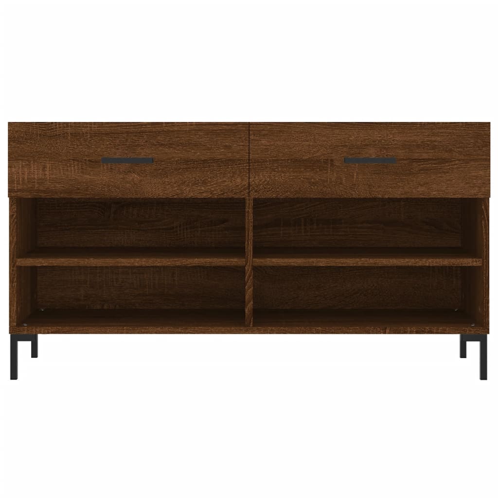Shoe Bench Brown Oak 102x35x55 cm Engineered Wood - Bargainia.com - 