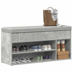 Shoe Bench Concrete Grey 102x30.5x45 cm Engineered Wood - Bargainia.com - 