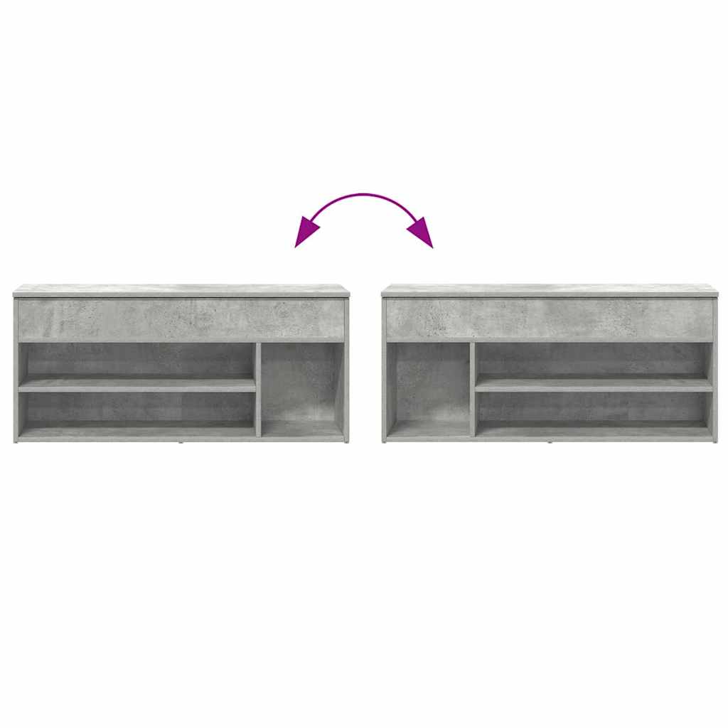 Shoe Bench Concrete Grey 102x30.5x45 cm Engineered Wood - Bargainia.com - 