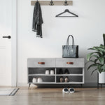Shoe Bench Concrete Grey 102x35x55 cm Engineered Wood - Bargainia.com - 