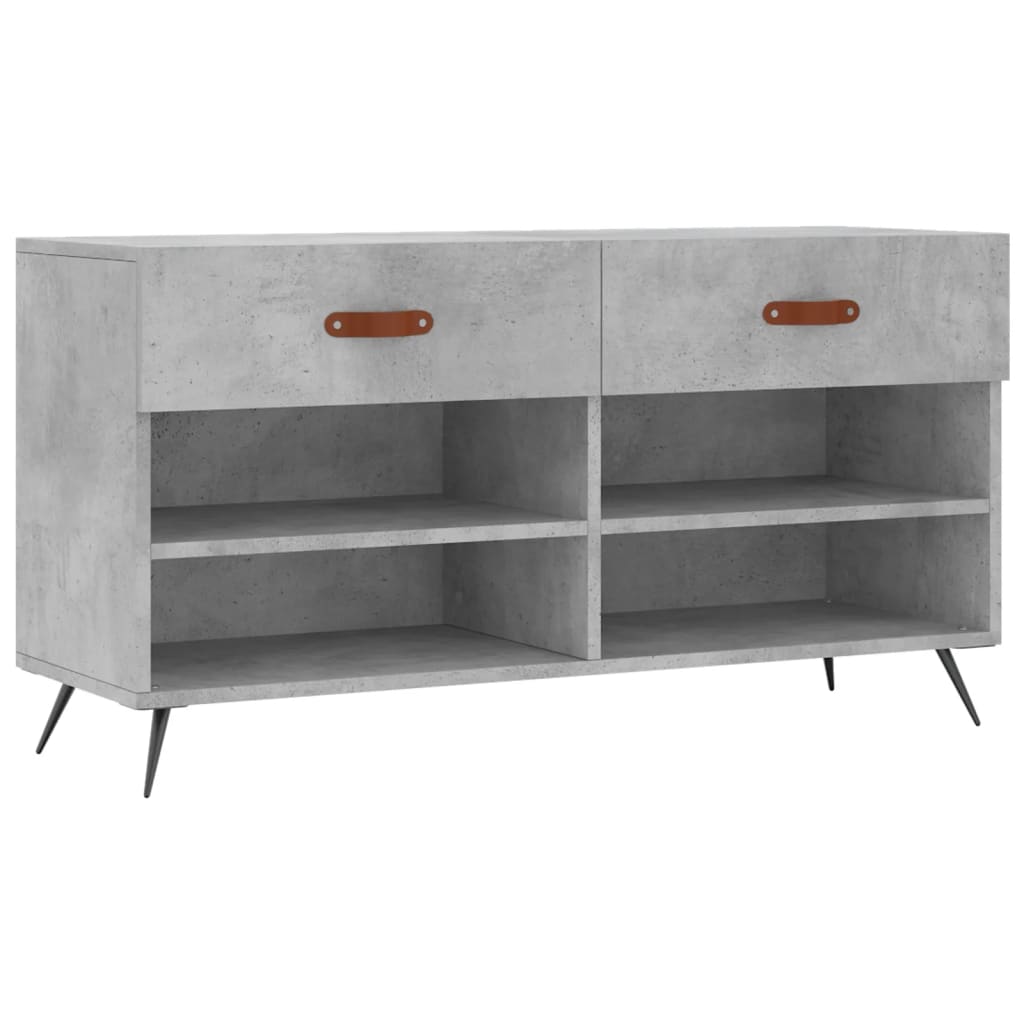 Shoe Bench Concrete Grey 102x35x55 cm Engineered Wood - Bargainia.com - 