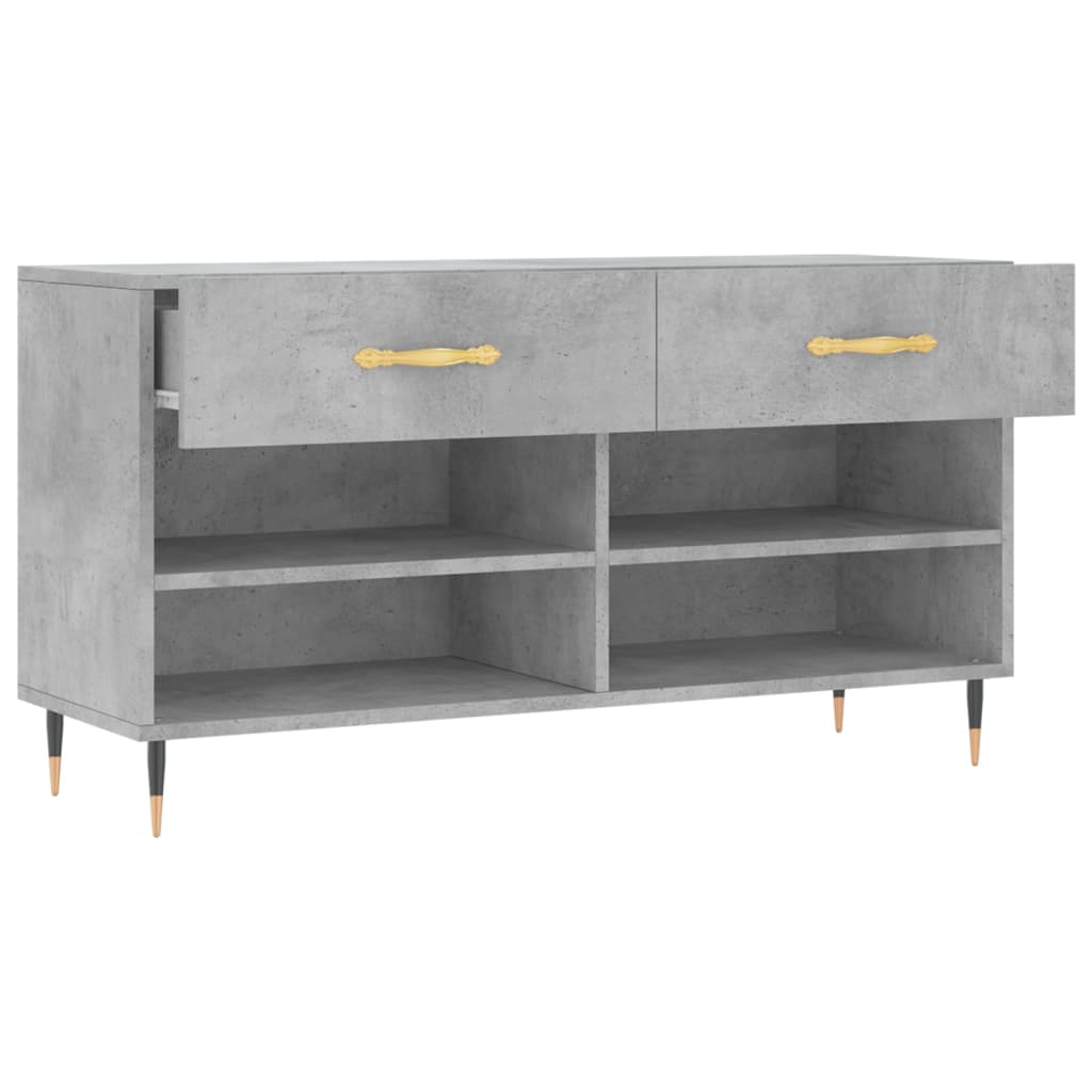 Shoe Bench Concrete Grey 102x35x55 cm Engineered Wood - Bargainia.com - 