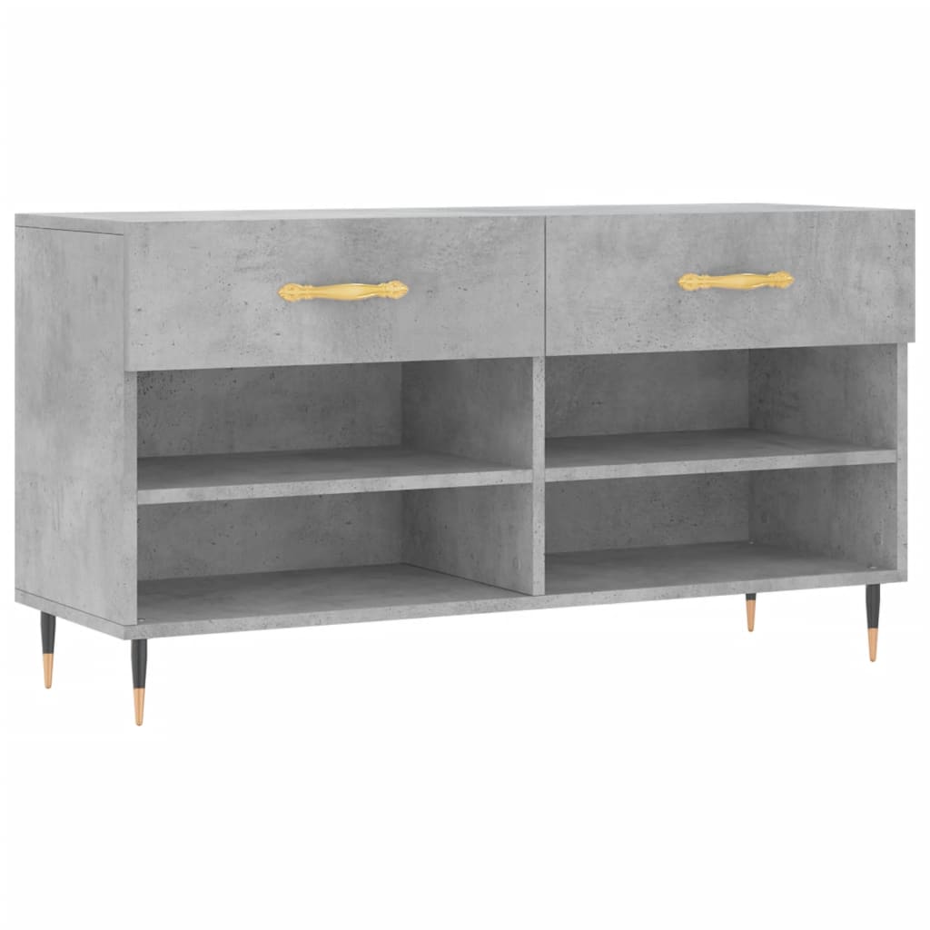 Shoe Bench Concrete Grey 102x35x55 cm Engineered Wood - Bargainia.com - 