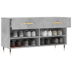 Shoe Bench Concrete Grey 102x35x55 cm Engineered Wood - Bargainia.com - 