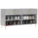 Shoe Bench Concrete Grey 102x35x55 cm Engineered Wood - Bargainia.com - 