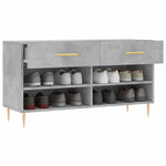 Shoe Bench Concrete Grey 102x35x55 cm Engineered Wood - Bargainia.com - 