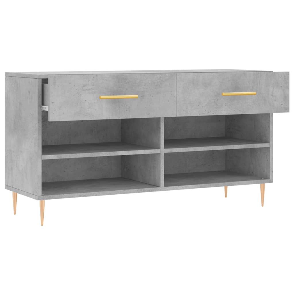 Shoe Bench Concrete Grey 102x35x55 cm Engineered Wood - Bargainia.com - 