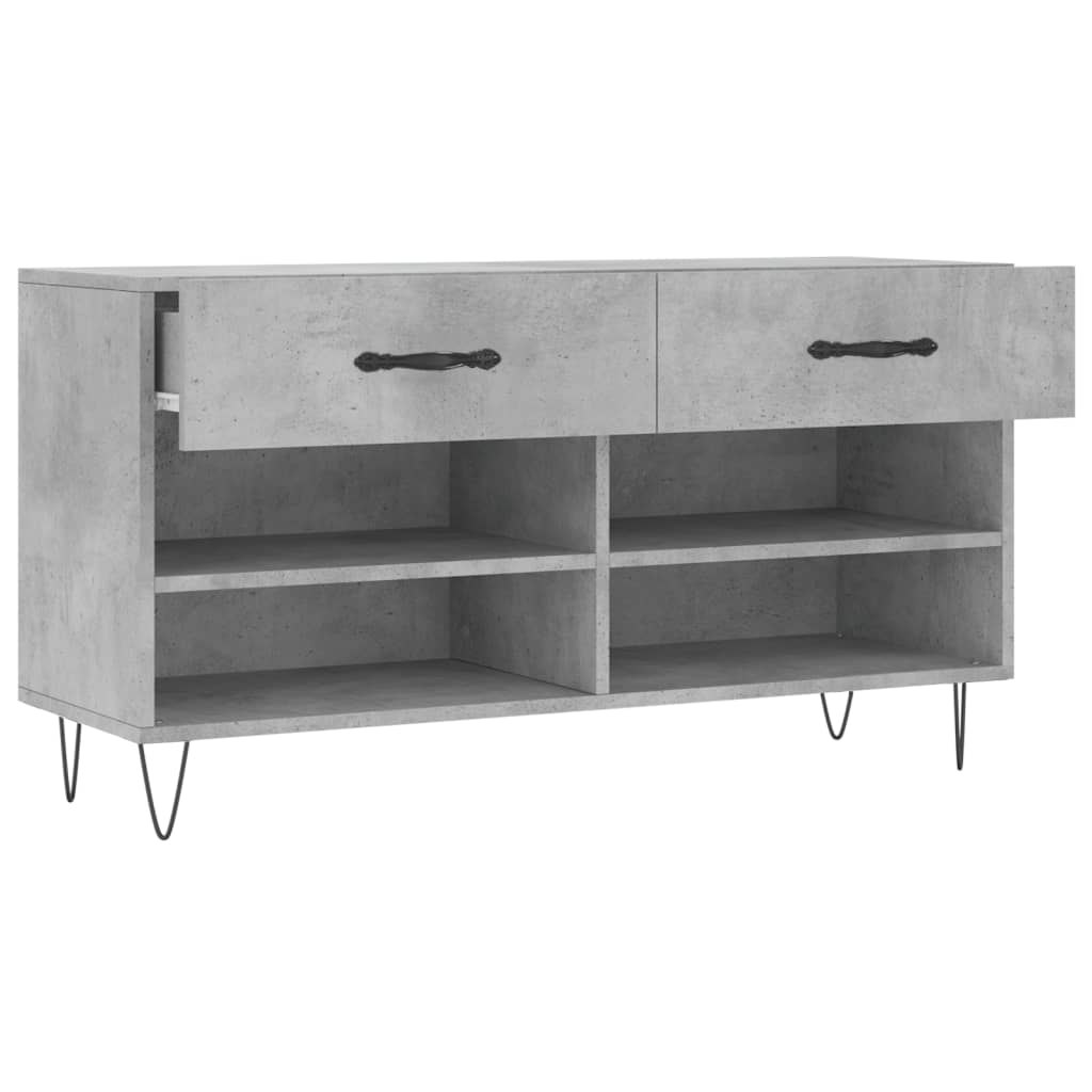 Shoe Bench Concrete Grey 102x35x55 cm Engineered Wood - Bargainia.com - 