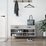 Shoe Bench Concrete Grey 102x35x55 cm Engineered Wood - Bargainia.com - 