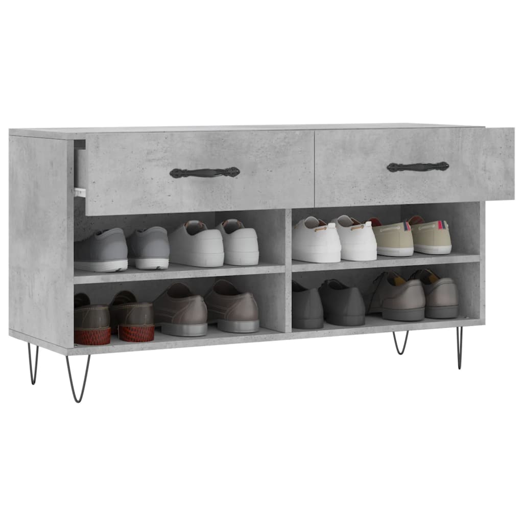 Shoe Bench Concrete Grey 102x35x55 cm Engineered Wood - Bargainia.com - 