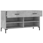 Shoe Bench Concrete Grey 102x35x55 cm Engineered Wood - Bargainia.com - 