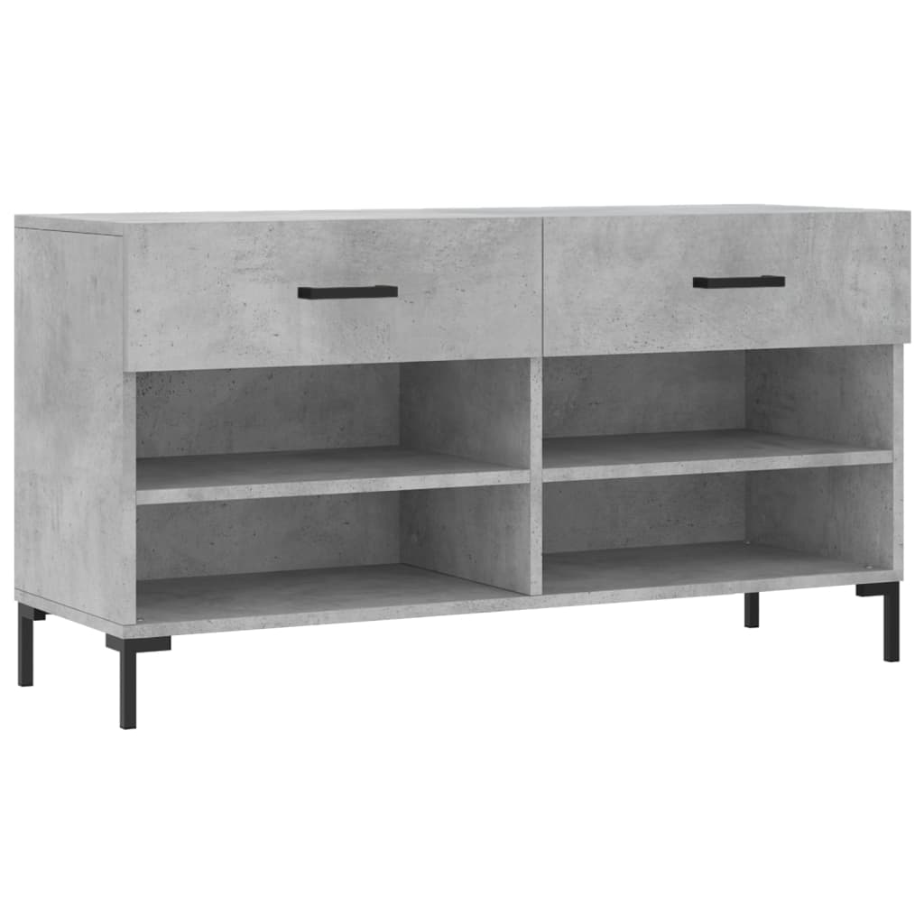 Shoe Bench Concrete Grey 102x35x55 cm Engineered Wood - Bargainia.com - 