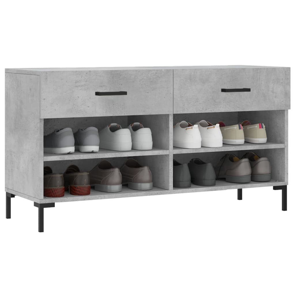 Shoe Bench Concrete Grey 102x35x55 cm Engineered Wood - Bargainia.com - 