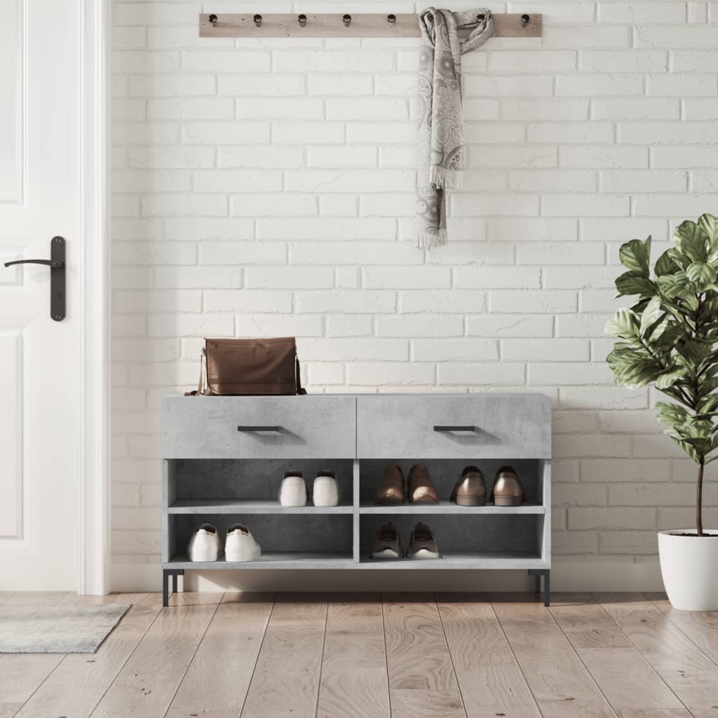 Shoe Bench Concrete Grey 102x35x55 cm Engineered Wood - Bargainia.com - 
