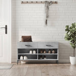 Shoe Bench Concrete Grey 102x35x55 cm Engineered Wood - Bargainia.com - 
