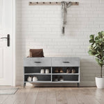Shoe Bench Concrete Grey 102x35x55 cm Engineered Wood - Bargainia.com - 