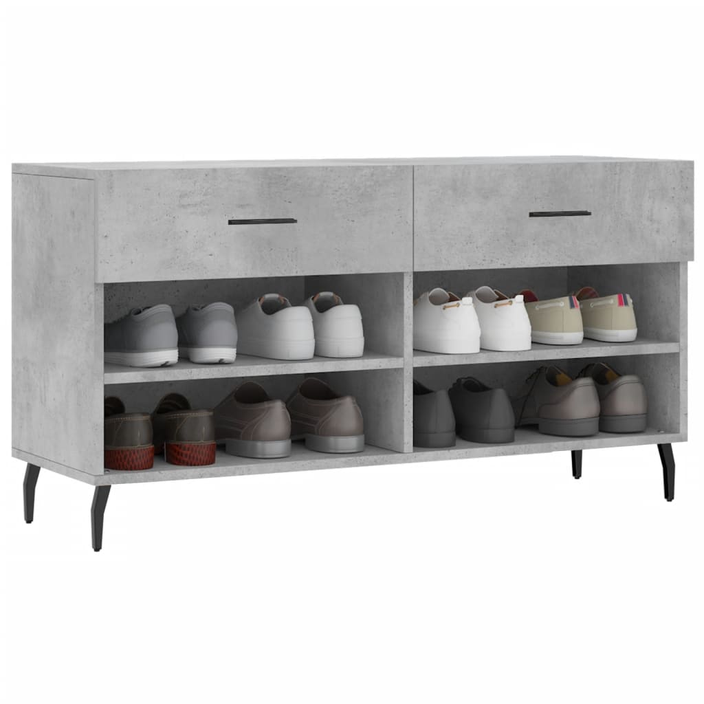 Shoe Bench Concrete Grey 102x35x55 cm Engineered Wood - Bargainia.com - 