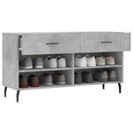 Shoe Bench Concrete Grey 102x35x55 cm Engineered Wood - Bargainia.com - 
